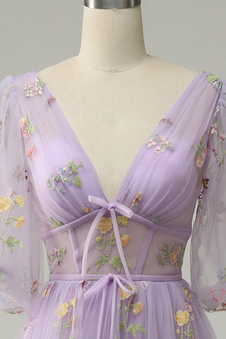 The soft lilac colour adds a refreshing and calming tone, making it a versatile choice for various events. Whether attending a wedding, a garden soiree, or a boho-chic celebration, this dress will undoubtedly capture attention with its stunning embroidery and flattering shape. The floral elements on the dress lend it a timeless and ethereal charm, making it perfect for anyone seeking a look that blends tradition with modern flair.