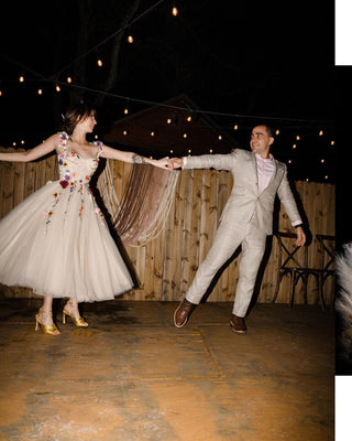 Elegant cream tulle dress, adorned with floral lace applique and intricate embroidery, tea-length A-line ball gown with delicate straps, ideal for whimsical weddings and cottagecore-themed proms